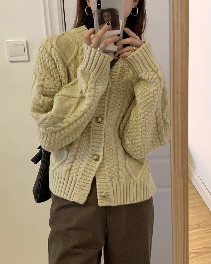 Apricot Single Breasted Knit Cardigan