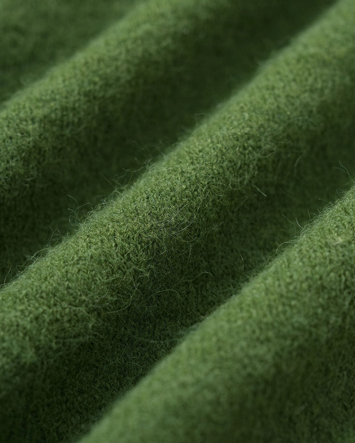 Green Round Neck Casual Knit Cardigan