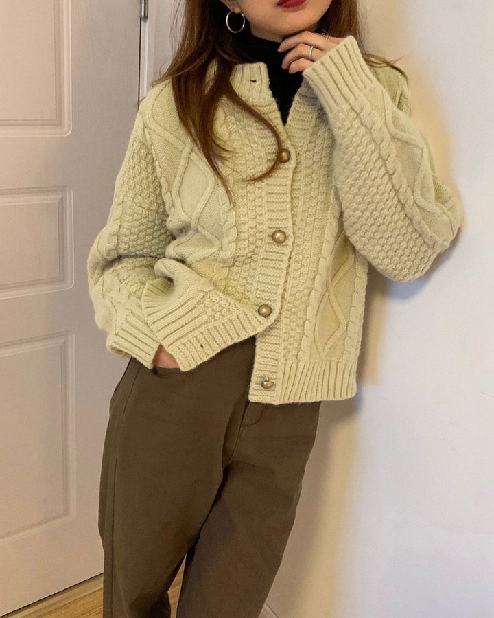 Apricot Single Breasted Knit Cardigan