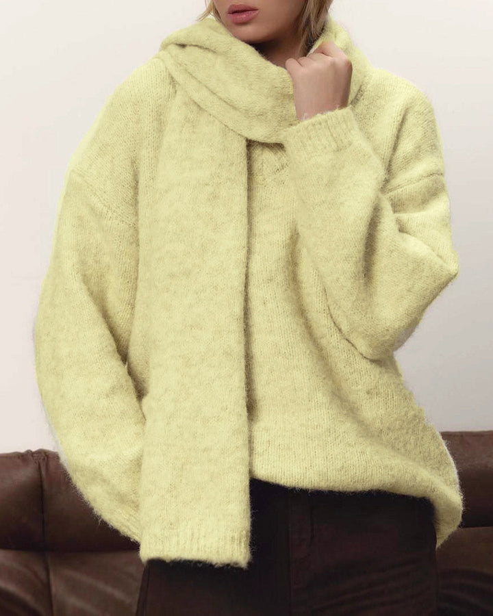 Yellow V Neck Loose Sweater