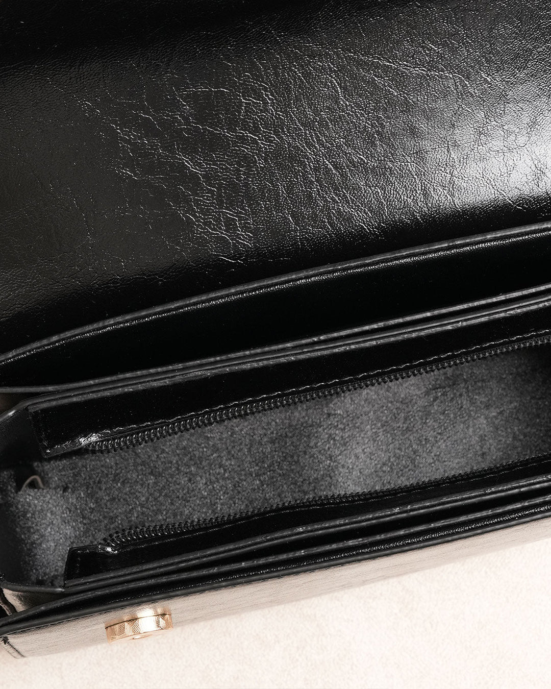 Black Faux Leather Shoulder Bag