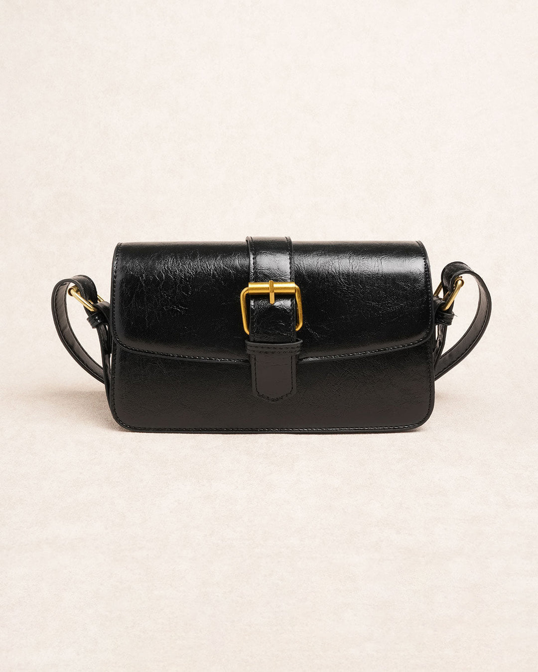 Black Faux Leather Shoulder Bag