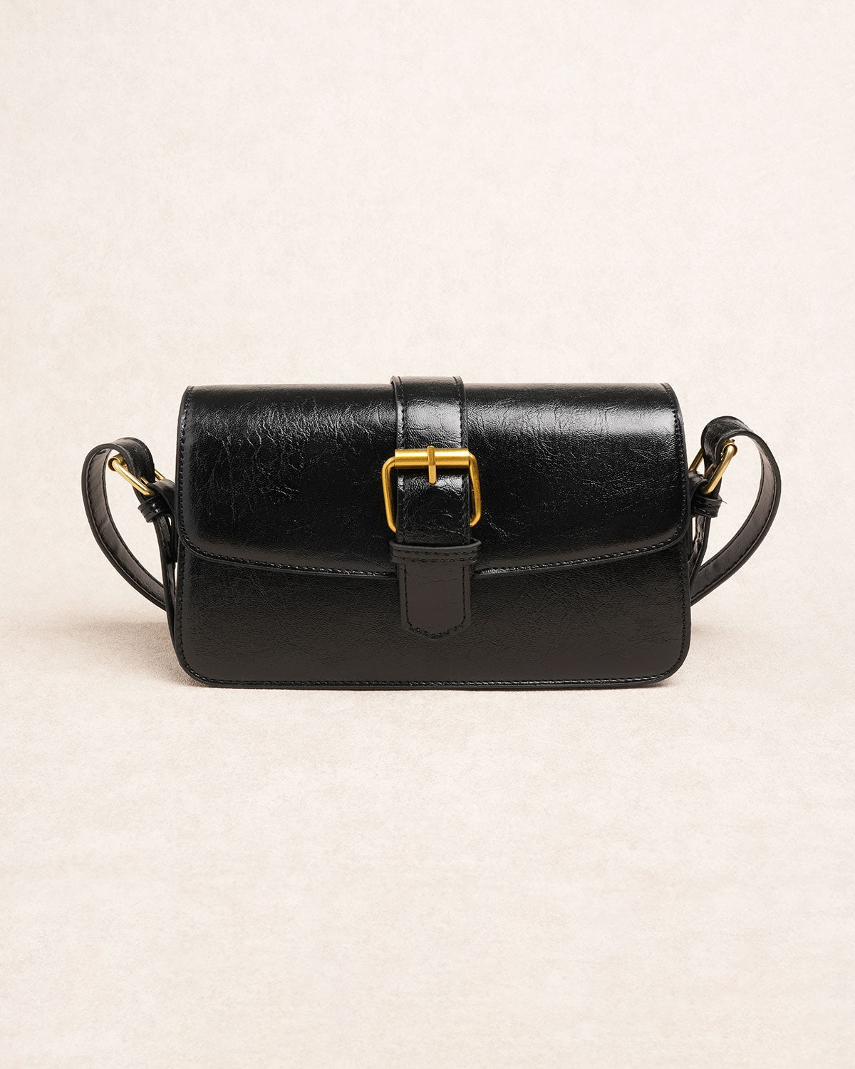 Black Faux Leather Shoulder Bag