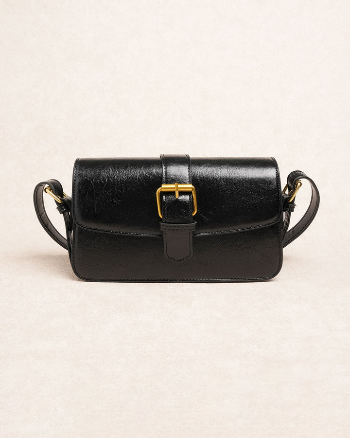 Black Faux Leather Shoulder Bag