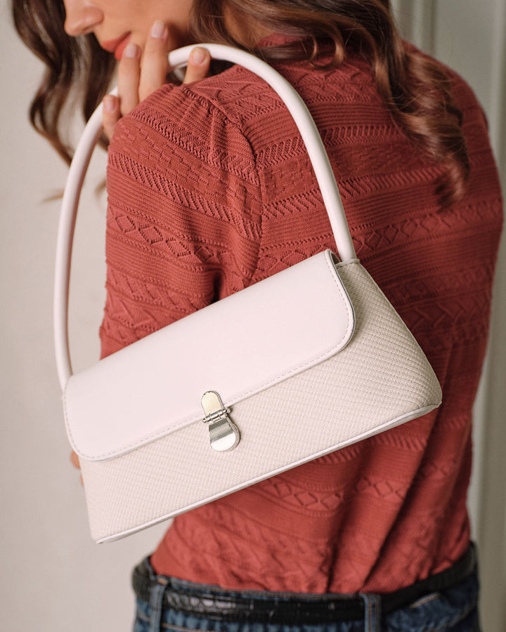 White Faux Leather Shoulder Bag