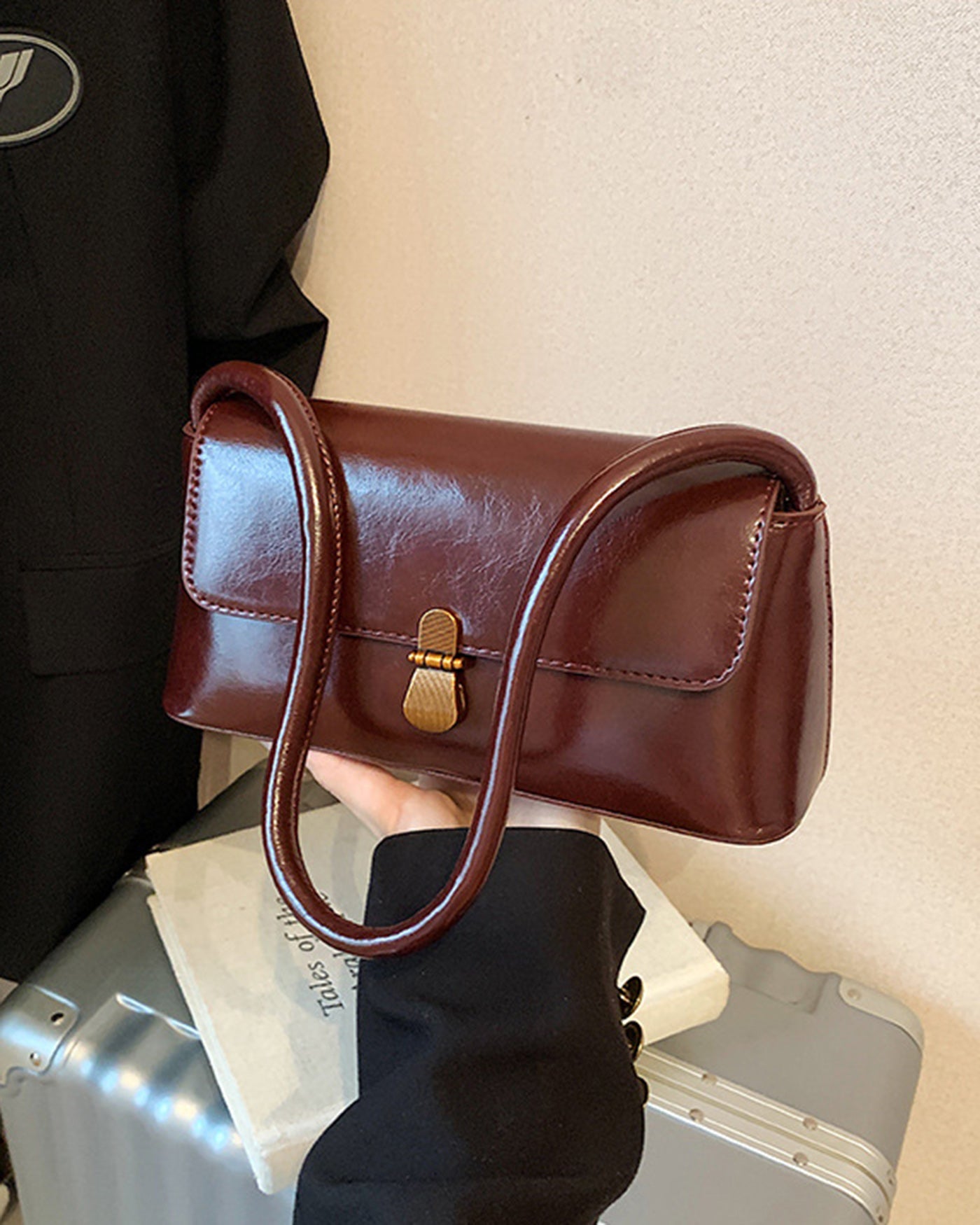 Wine Red PU Leather Handbags