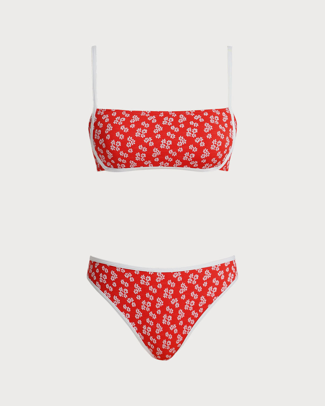 Red Floral Bralette Bikini Set