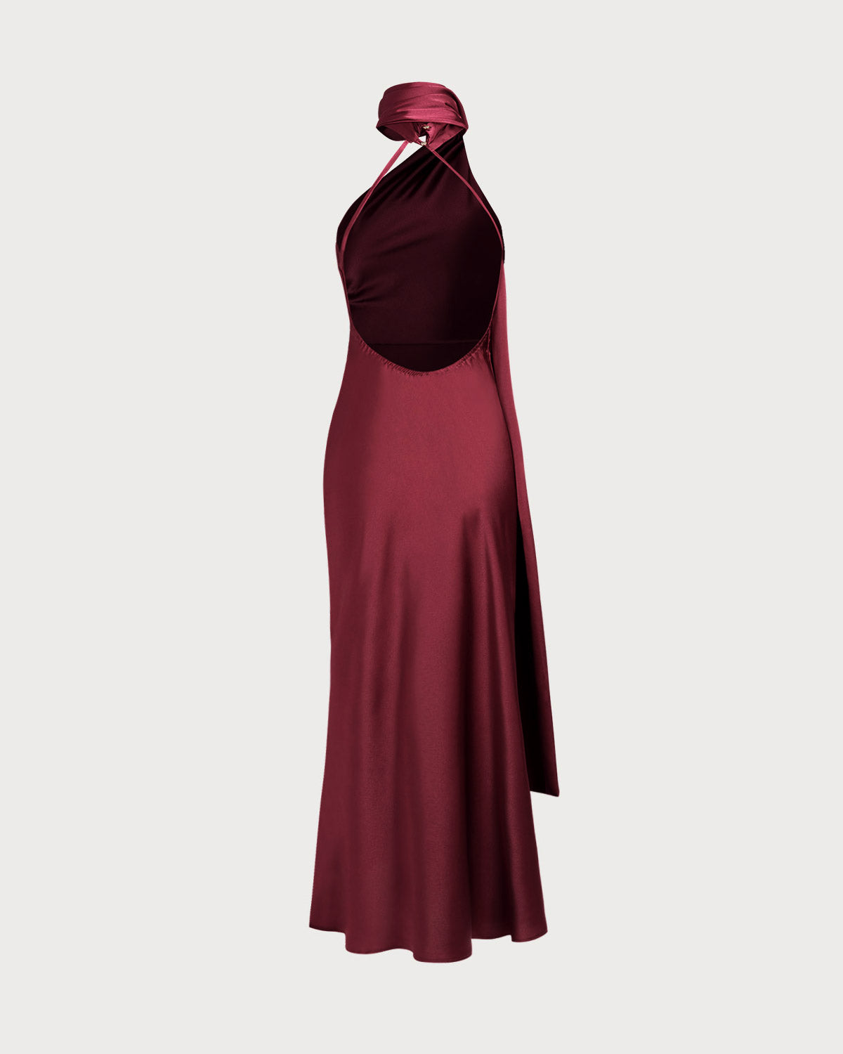 Wine Red Satin Sleeveless Maxi Dress