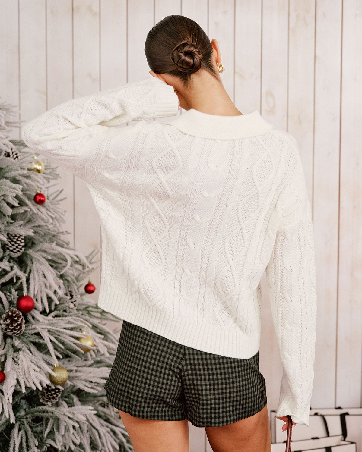 Beige Drop Shoulder Button Sweater