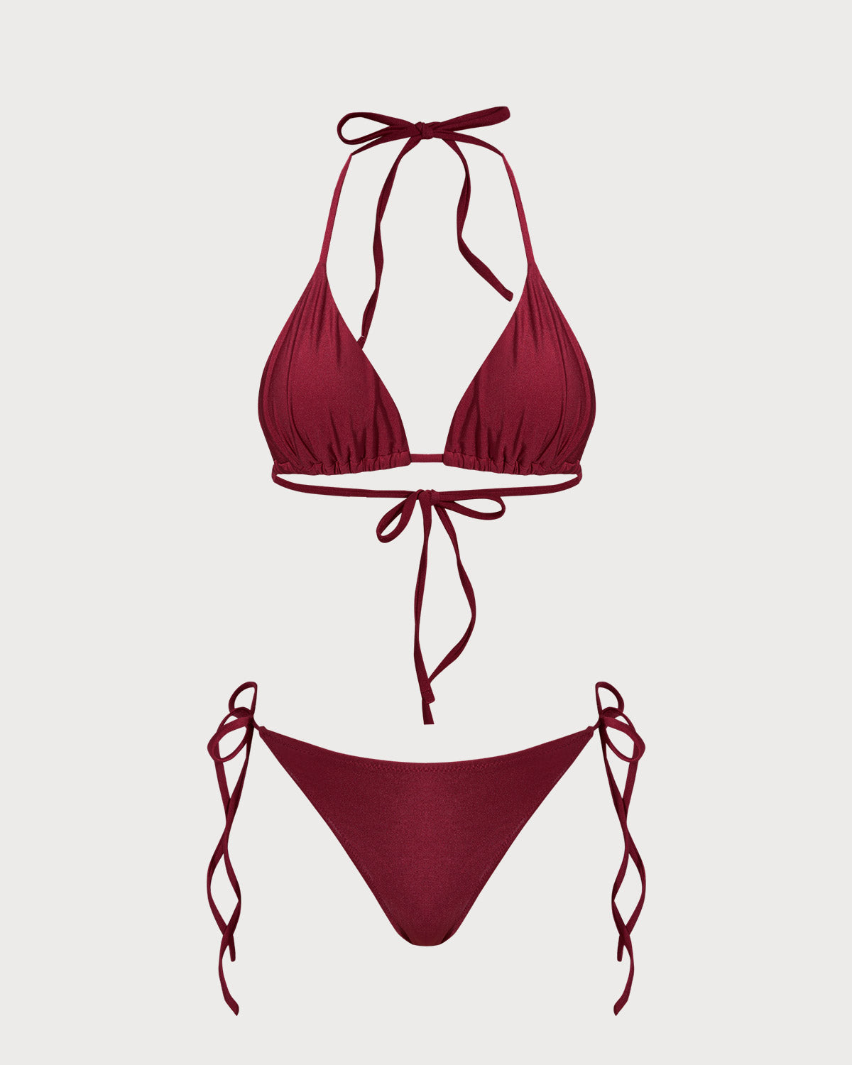 Red Triangle Drawstring Bikini Set