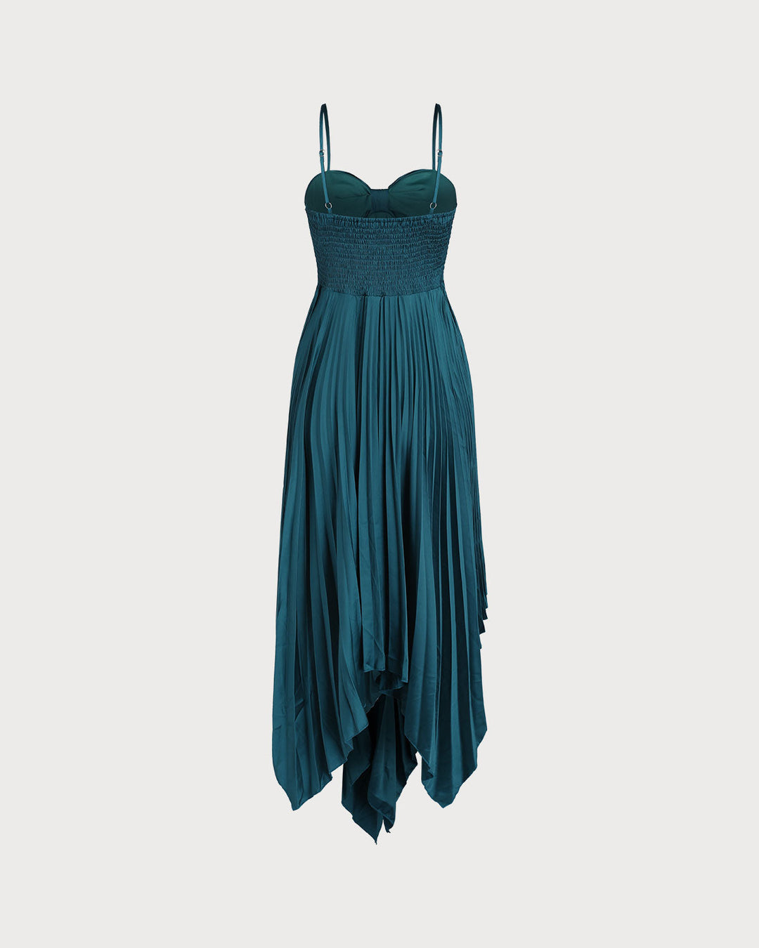 Green Shirred Slip Midi Dress