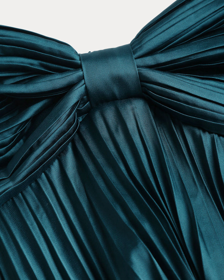 Green Shirred Slip Midi Dress