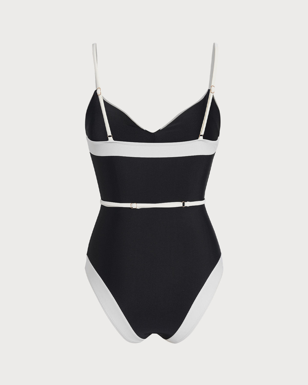 Black Contrasting V Neck One Piece Swimwear