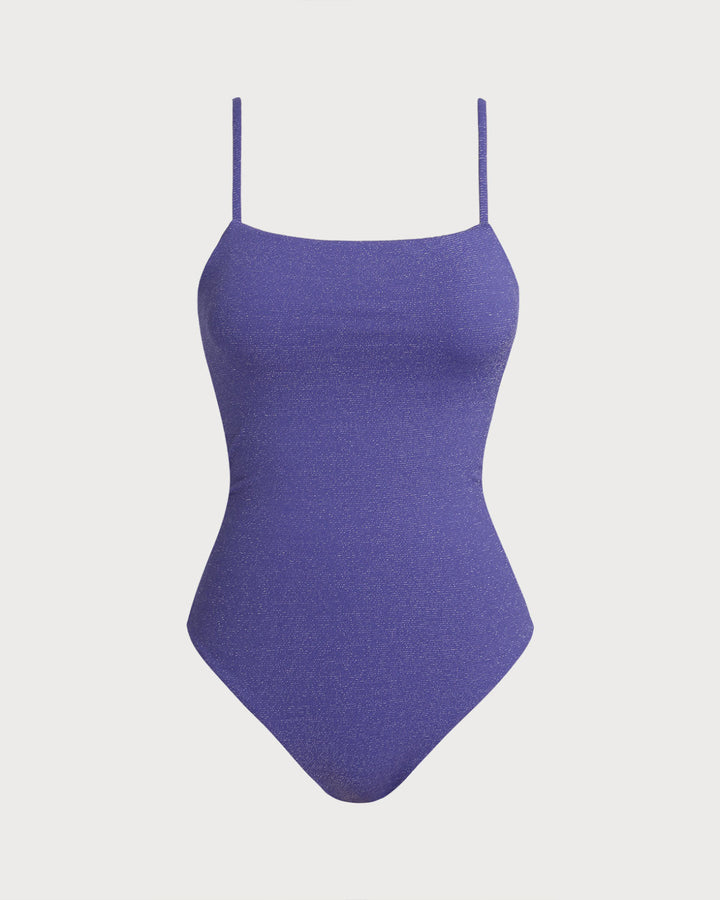 Purple X Cross High Stretch One Piece Swimwear