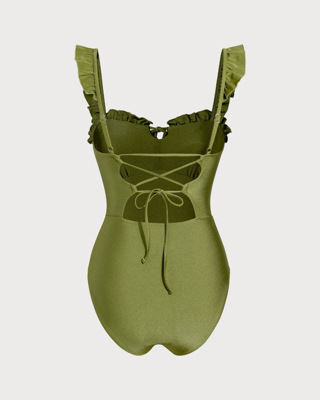 Green Ruched Bralette One Piece Swimwear
