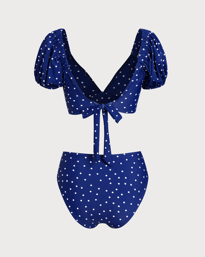 Royal Blue Polka Dot Bikini Set