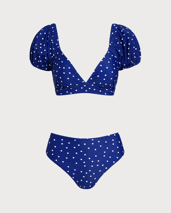 Royal Blue Polka Dot Bikini Set