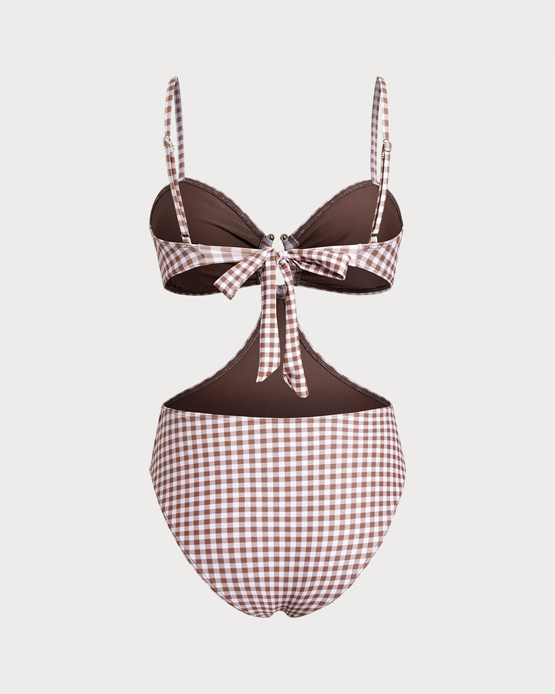 Coffee Plaid One Piece Swimwear