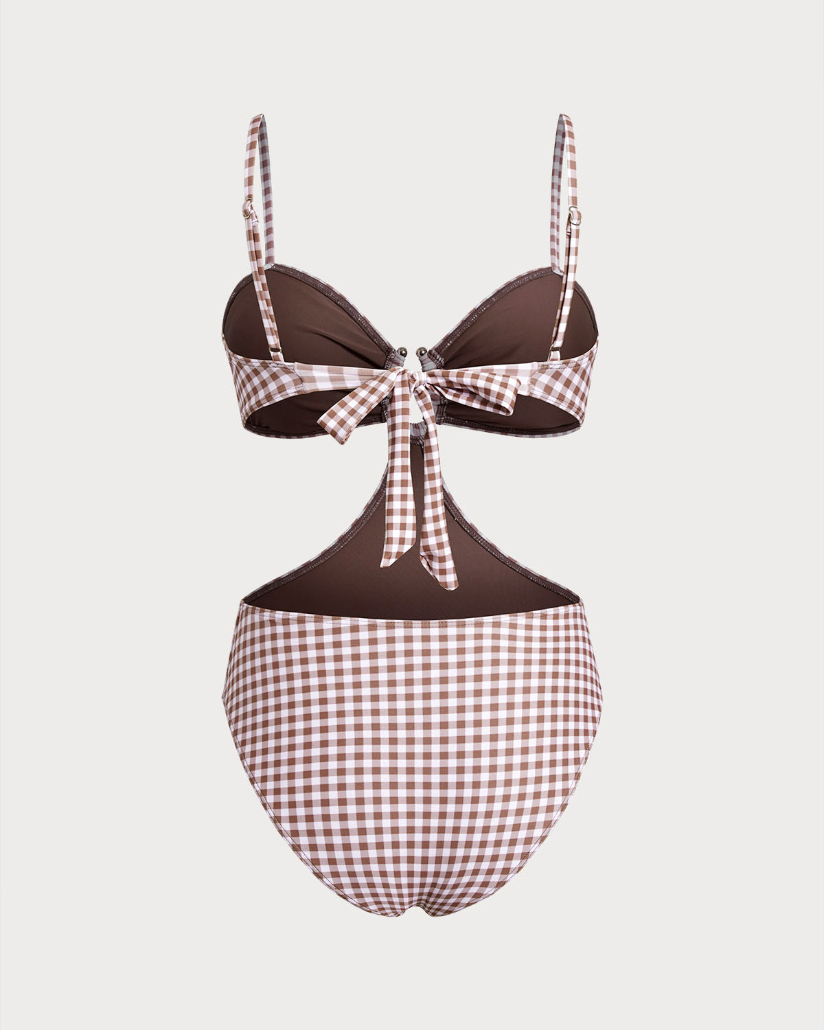 Coffee Plaid One Piece Swimwear