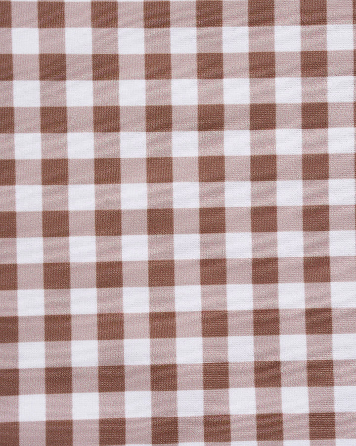 Coffee Plaid One Piece Swimwear