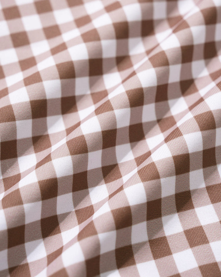 Coffee Plaid One Piece Swimwear