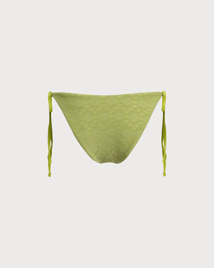 Green Textured Drawstring Bikini Bottoms