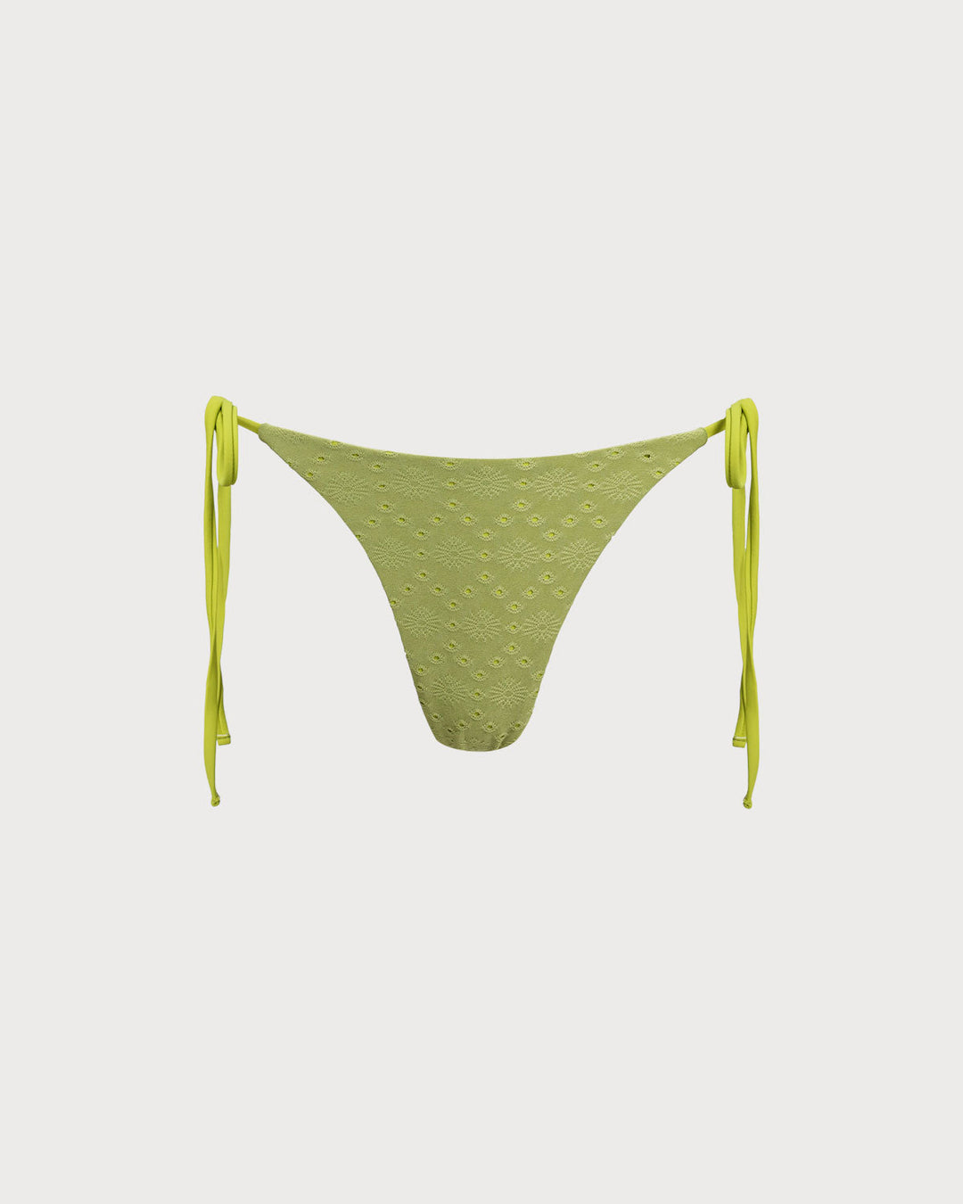 Green Textured Drawstring Bikini Bottoms
