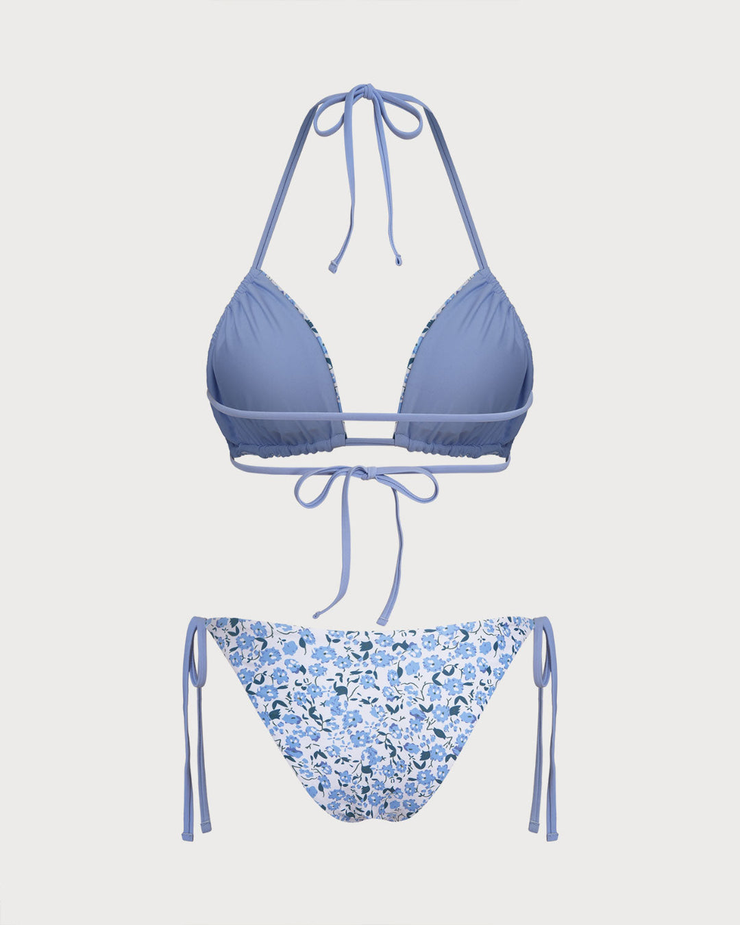 Blue Floral Triangle Bikini Set