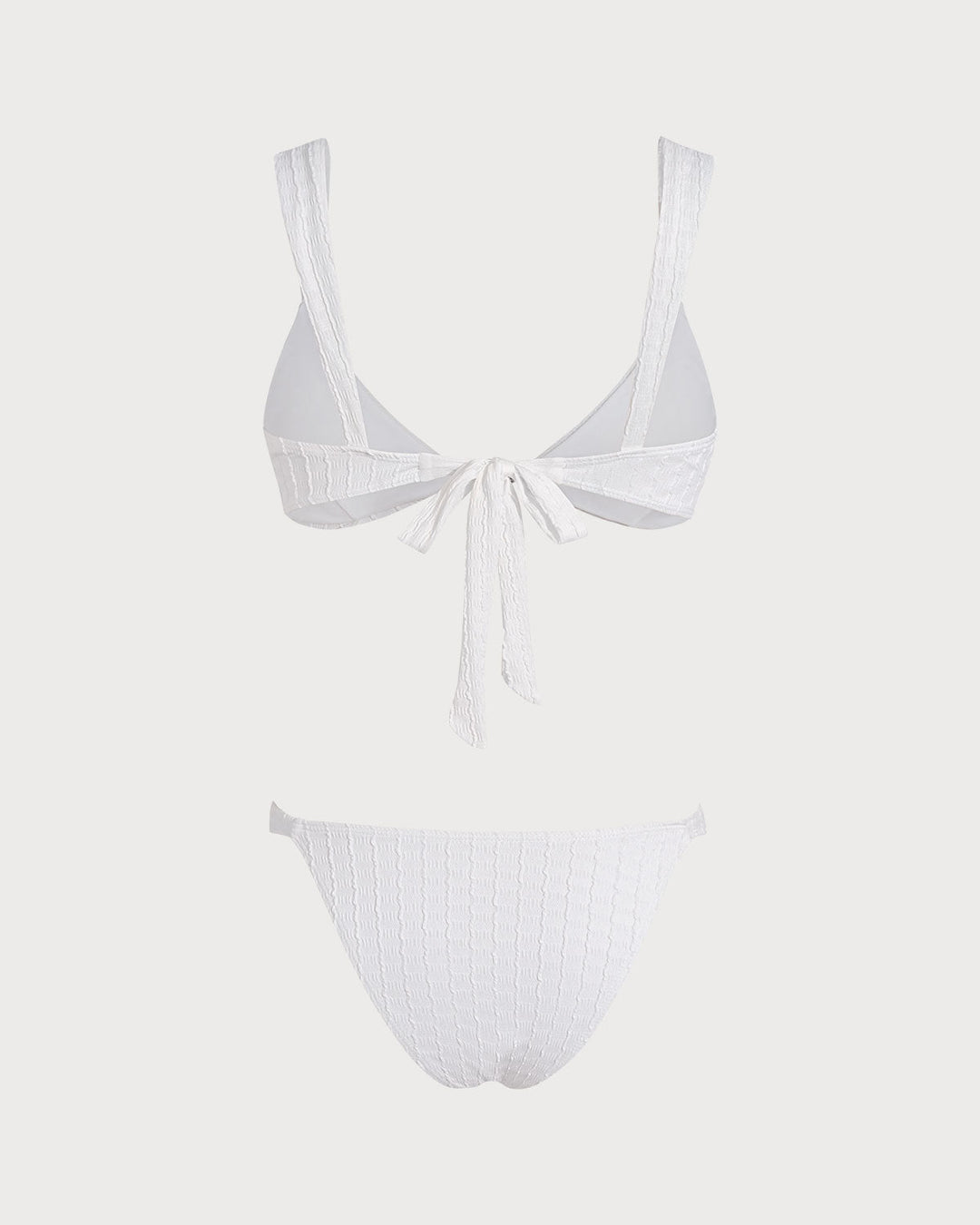 White Textured Bralette Bikini Set