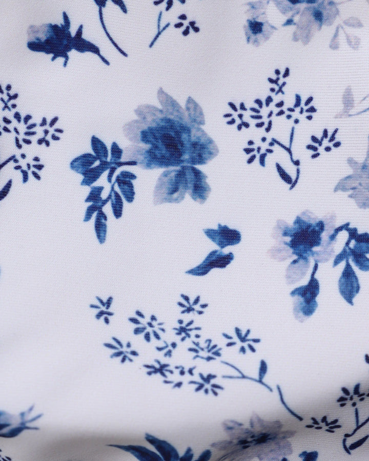 White Floral Drawstring Triangle Bikini Set