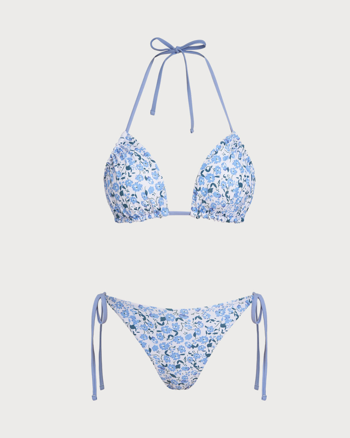 Blue Floral Triangle Bikini Set