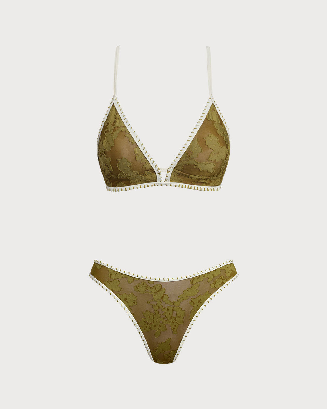 Green Floral Tie-back Triangle Bikini Set