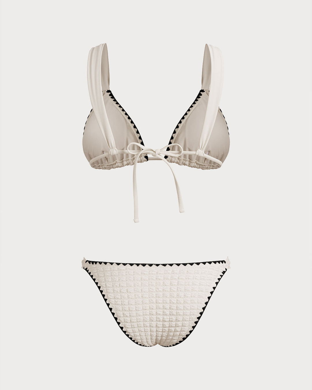 White Contrsting Triangle Bikini Sets