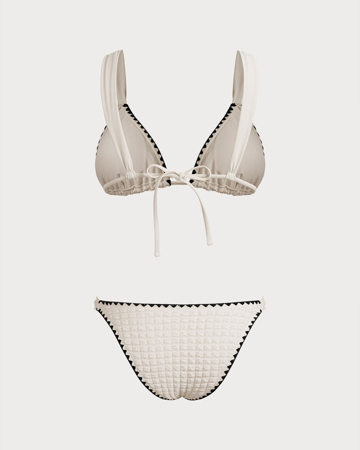 White Contrsting Triangle Bikini Sets