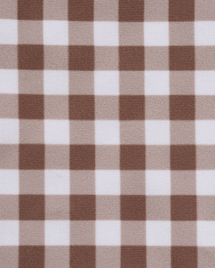 Coffee Plaid O-Ring Bikini Sets