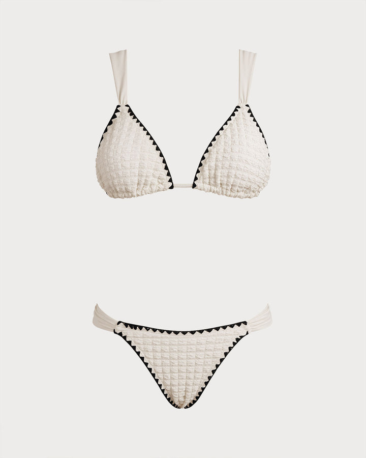 White Contrsting Triangle Bikini Sets