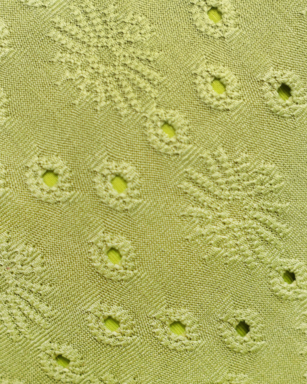 Green Jacquard Drawstring Bikini Top