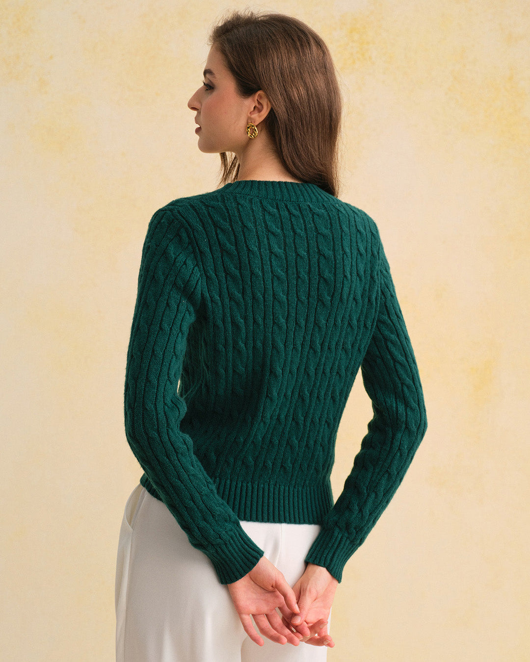 Green Single Breasted Daily Knit Cardigan