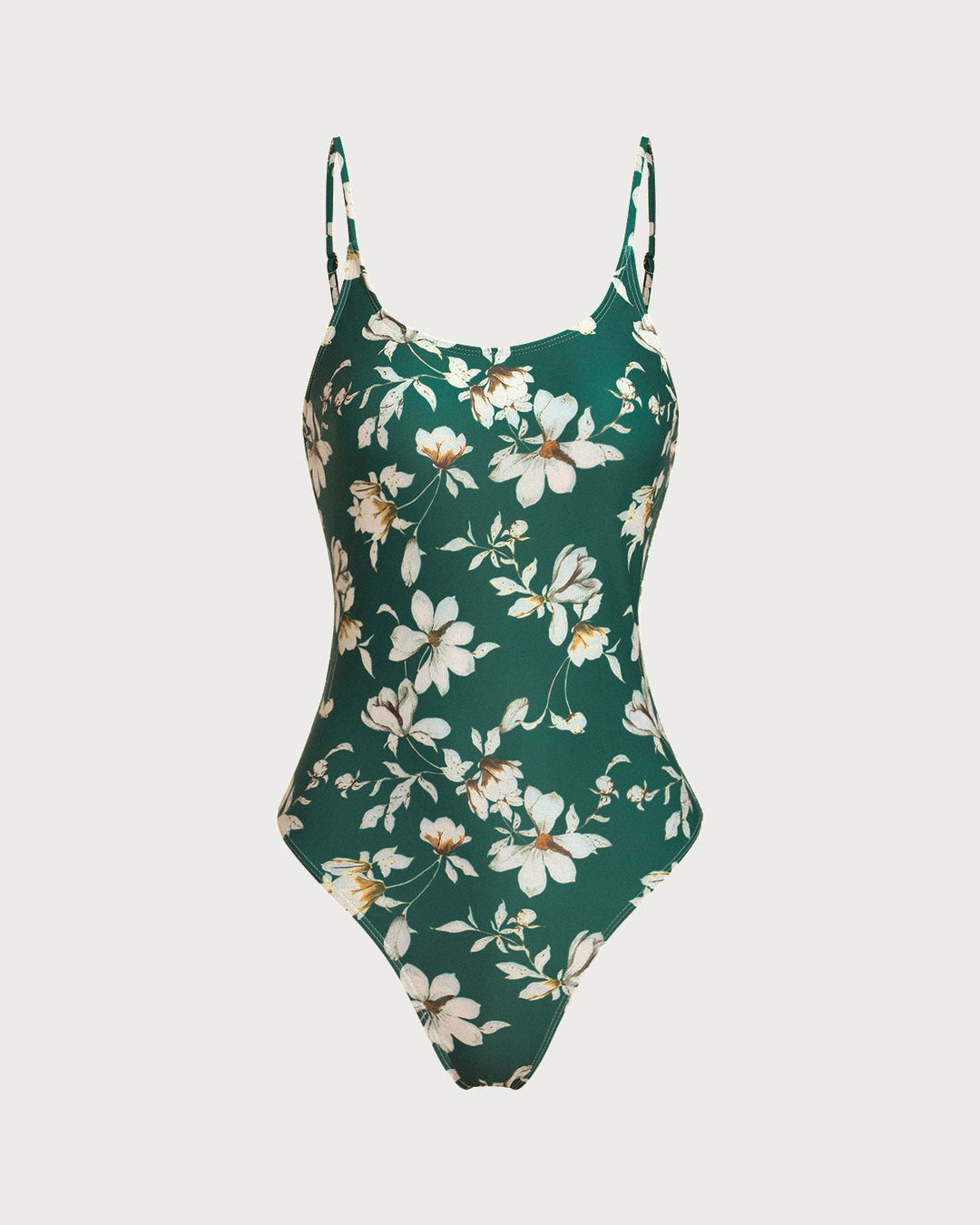Green Floral Backless One Piece Swimwear