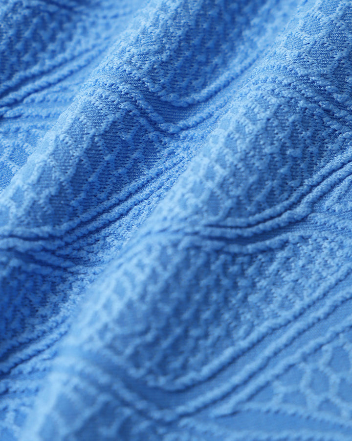 Blue Textured Bralette One Piece Swimwear