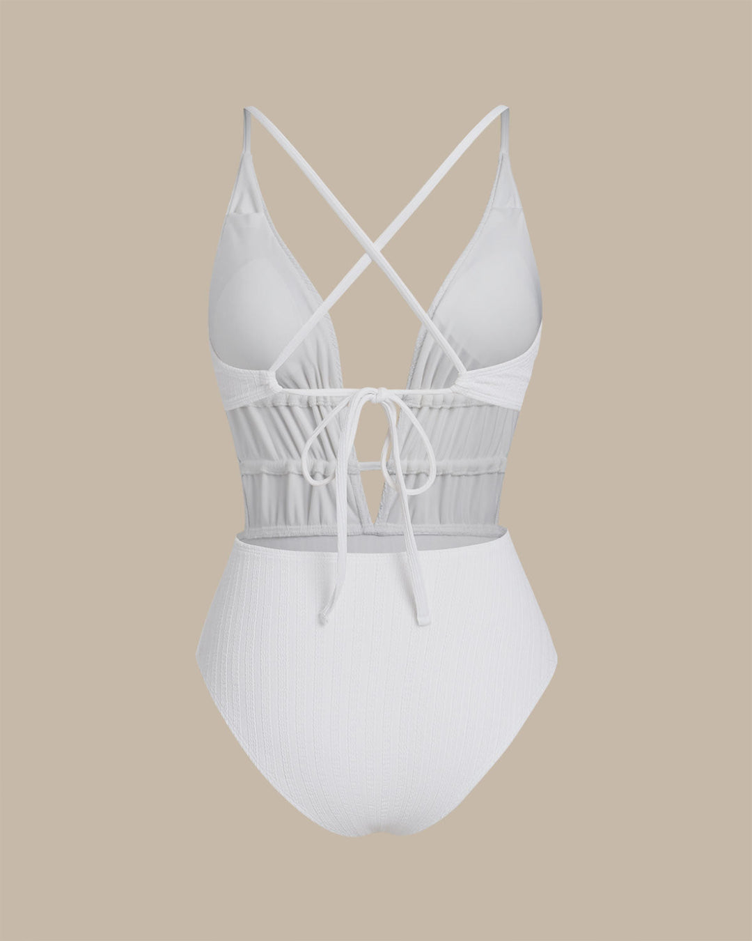 White Bralette Textured One Piece Swimwear