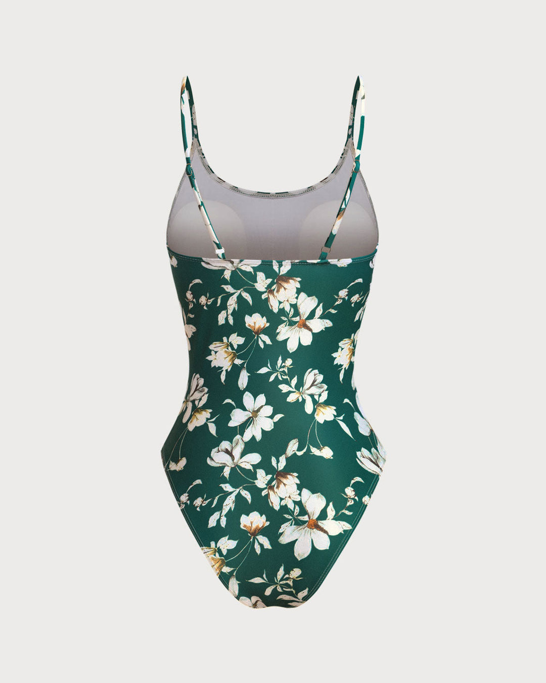 Green Floral Backless One Piece Swimwear