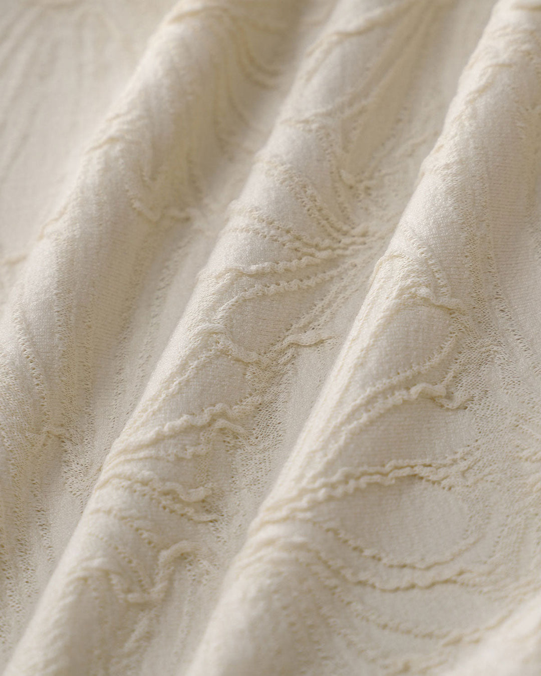 Off White Textured Bralette One Piece Swimwear