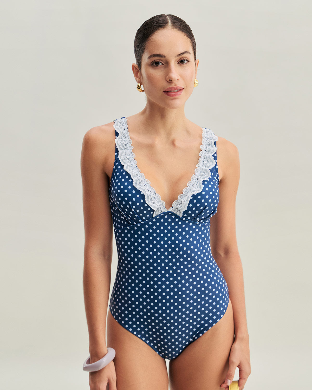Blue Polka Dot One Piece Swimwear