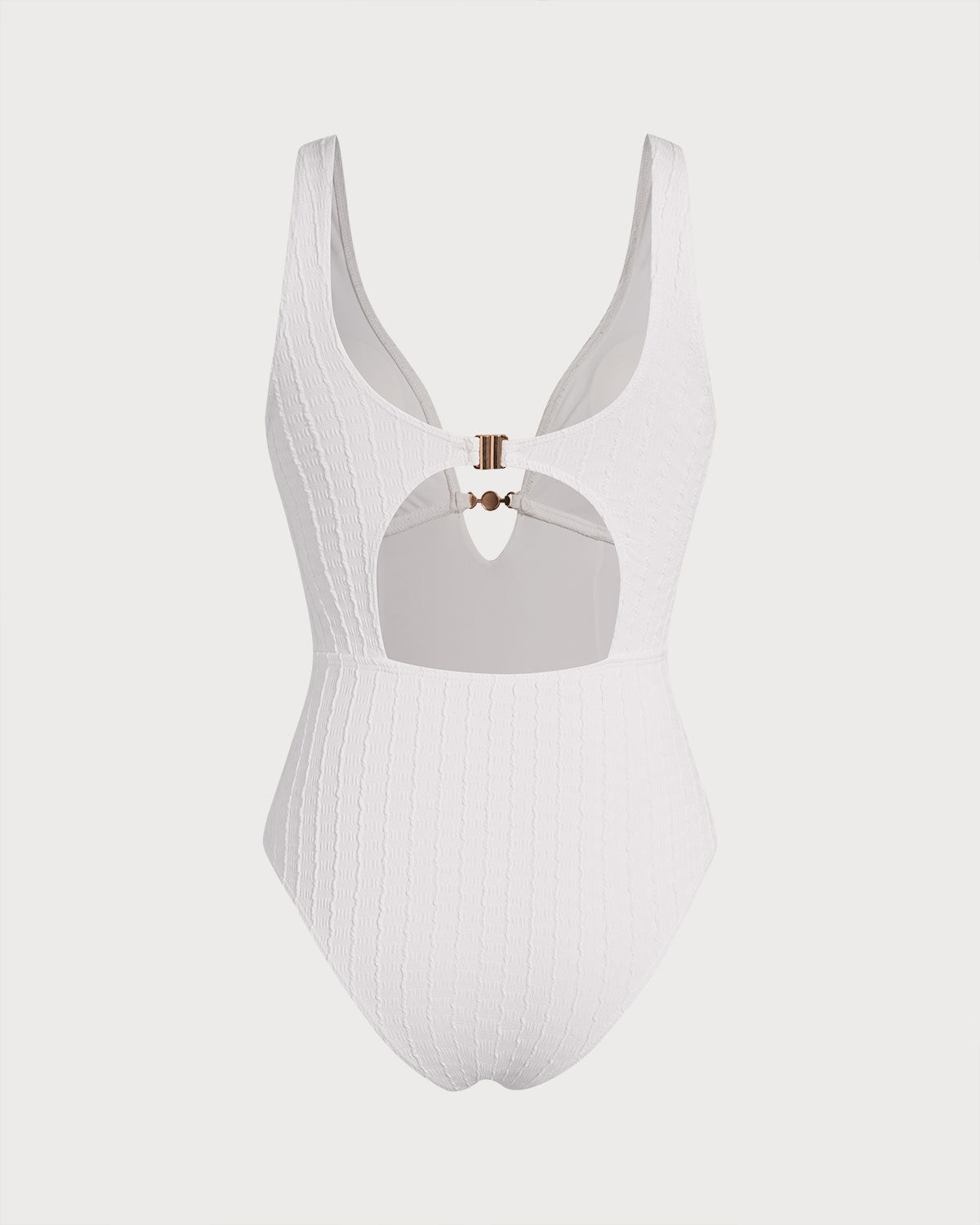 White Textured Cut Out One-Piece