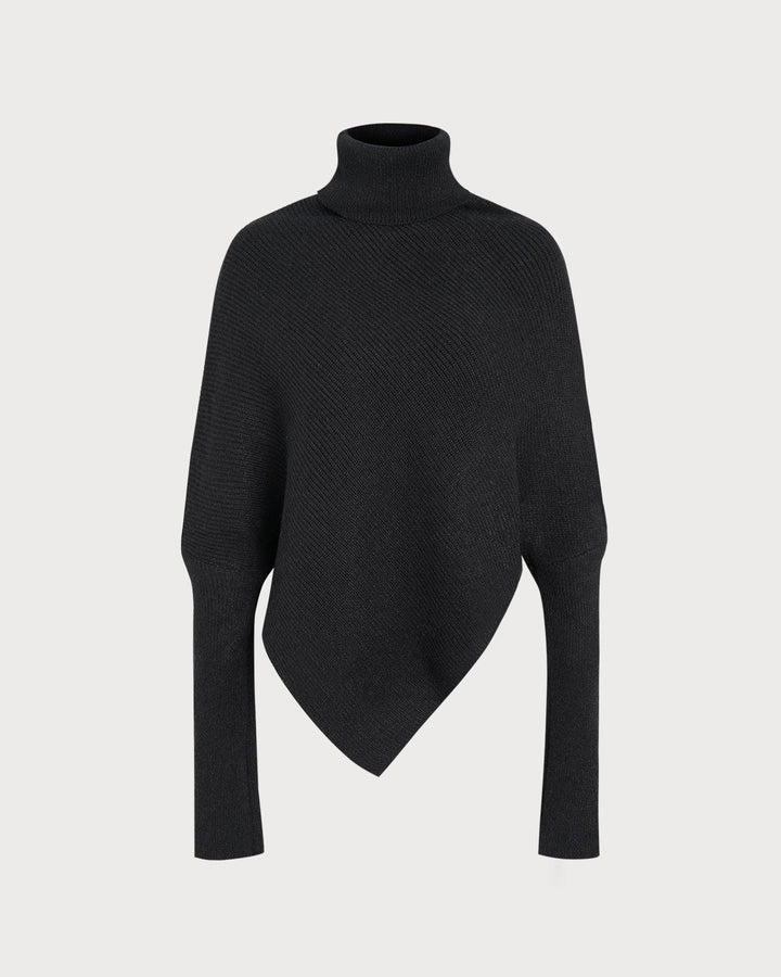 Black Turtle Batwing Sleeve Sweater