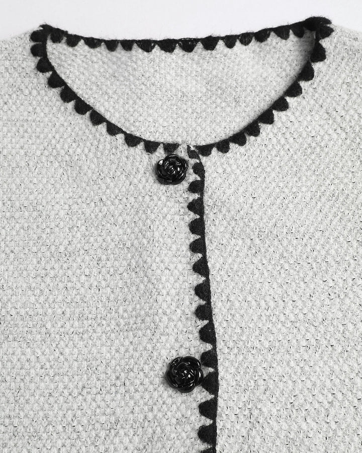 Grey Contrasting Single Breasted Jacket