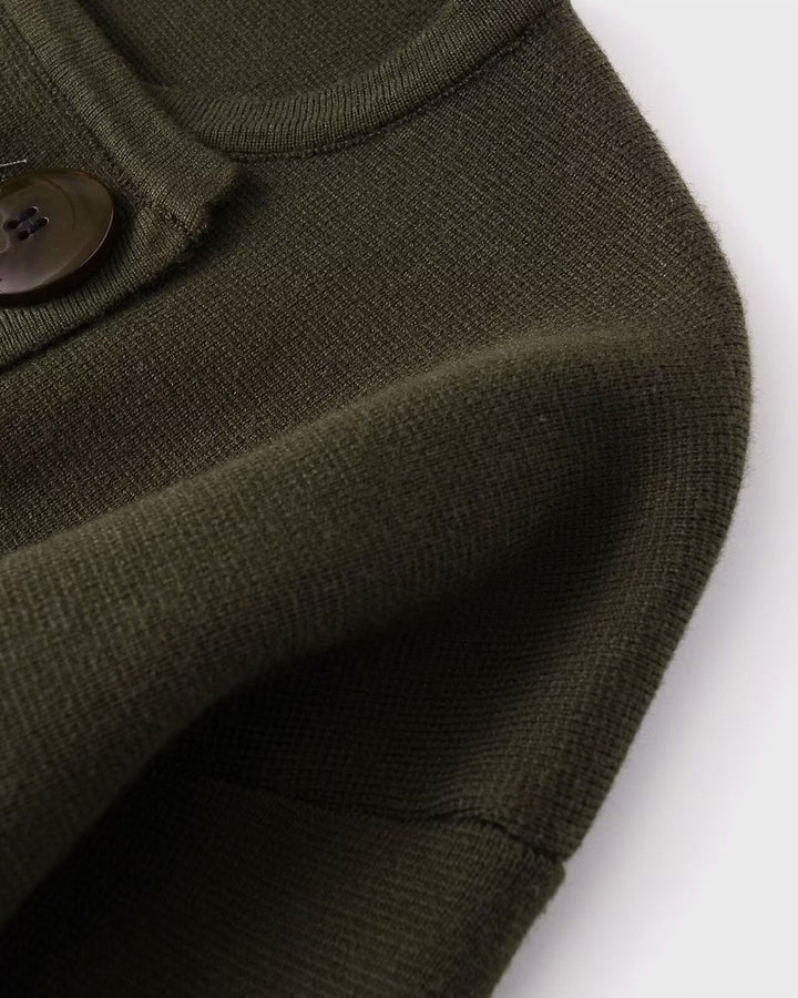 Green Round Neck Belted Cardigan