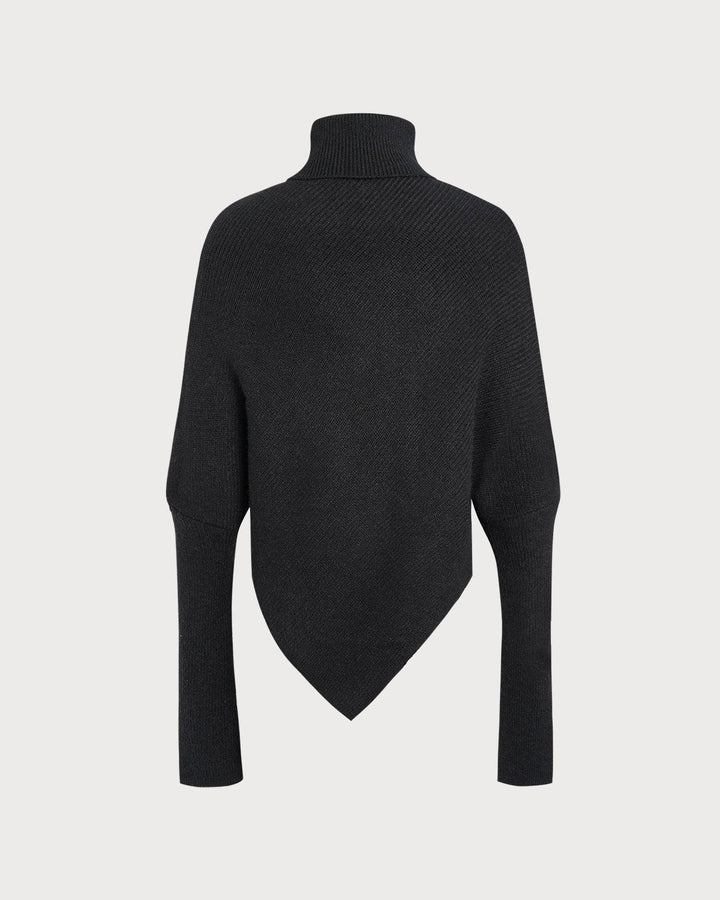 Black Turtle Batwing Sleeve Sweater