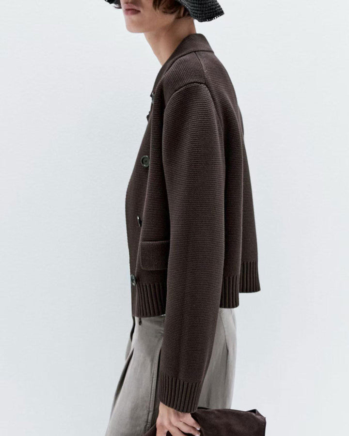 Coffee Double Breasted Cardigan
